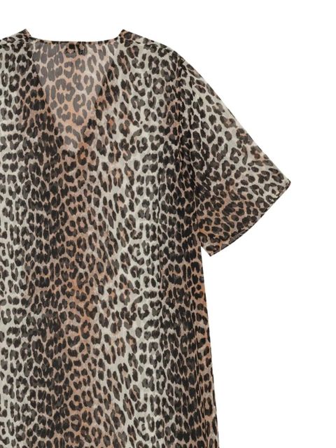 GANNI leopard-print ruffled dress - Neutrals - zdjęcie produktu nr 2
