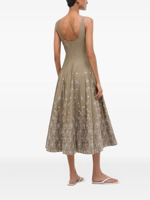 STAUD floral-embroidered midi dress - Neutrals - zdjęcie produktu nr 2