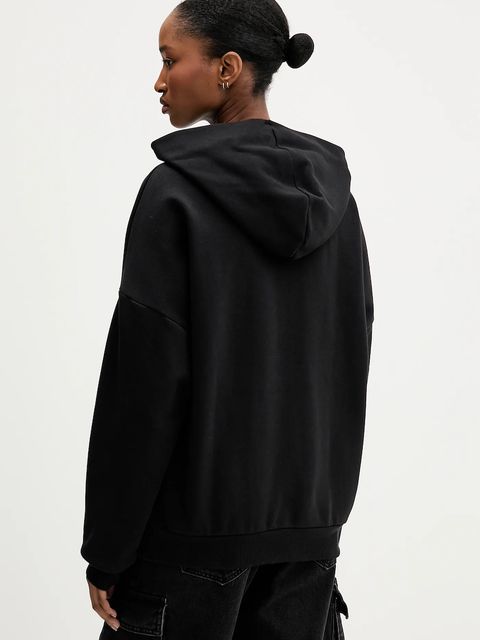 adidas bluza damska kolor czarny z kapturem z nadrukiem KT0878