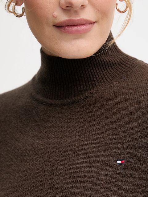 Tommy Hilfiger sukienka wełniana kolor zielony midi rozkloszowana WW0WW47303