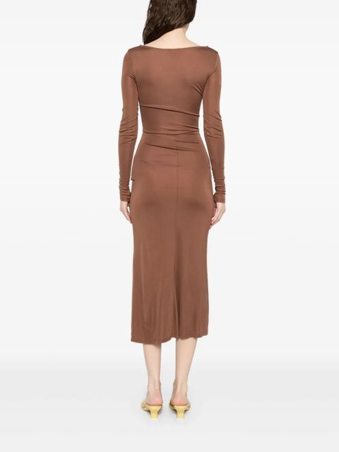 STAUD draped midi dress - Brown