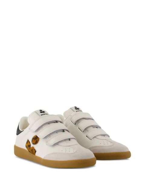 ISABEL MARANT Beth Gb leopard-print calfskin sneakers - White