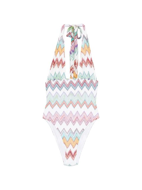 Missoni halterneck zig-zag swimsuit - White - zdjęcie produktu nr 1