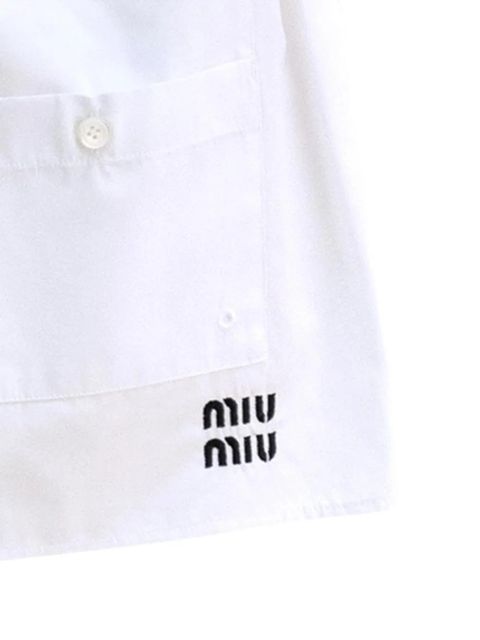 Miu Miu patch-pocket drawstring mini skirt - White - zdjęcie produktu nr 2