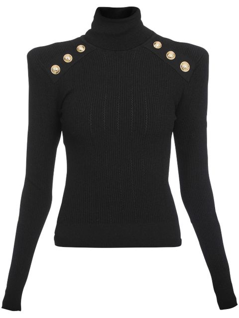 Balmain button-embellished roll-neck jumper - Black - zdjęcie produktu nr 1