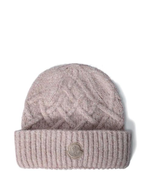 Moncler logo motif beanie hat - Pink