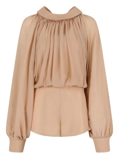 Marni puff-sleeve gathered jumpsuit - Neutrals - zdjęcie produktu nr 1