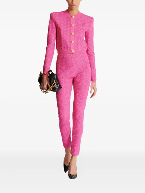 Balmain monogram-pattern cardigan - Pink