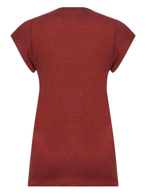 MARANT ÉTOILE ribbed V-neck T-shirt - Red - zdjęcie produktu nr 2