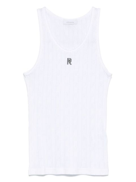 Rabanne logo-plaque tank top - White - zdjęcie produktu nr 1