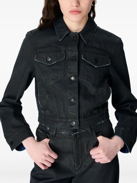 Marine Serre Moon waxed denim jacket - Black