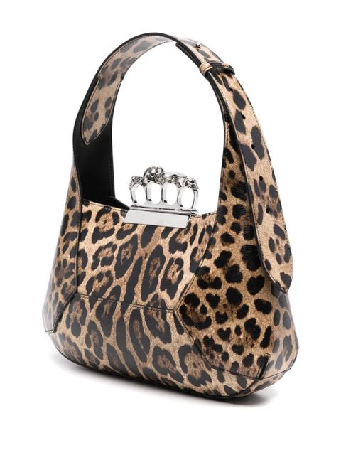Alexander McQueen Jewelled leopard-print shoulder bag - Neutrals