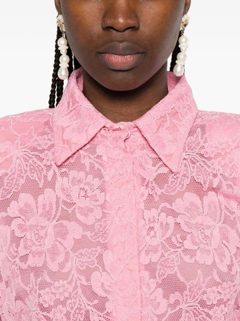 Rowen Rose floral-lace polo-collar dress - Pink