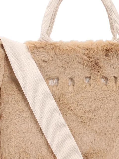 Marni faux-fur top-handle tote bag - Brown