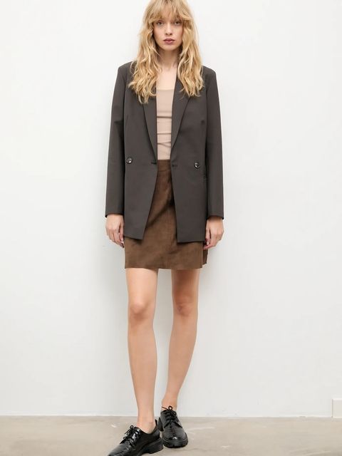 Answear.LAB marynarka kolor szary dwurzędowa gładka