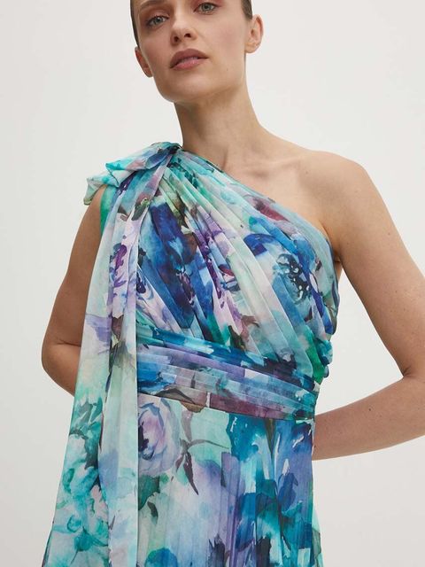 Answear.LAB sukienka kolor niebieski maxi rozkloszowana