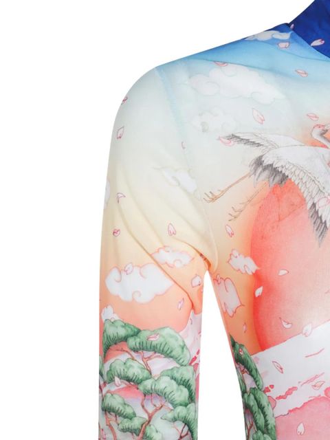 Casablanca graphic-print long-sleeve top - Blue