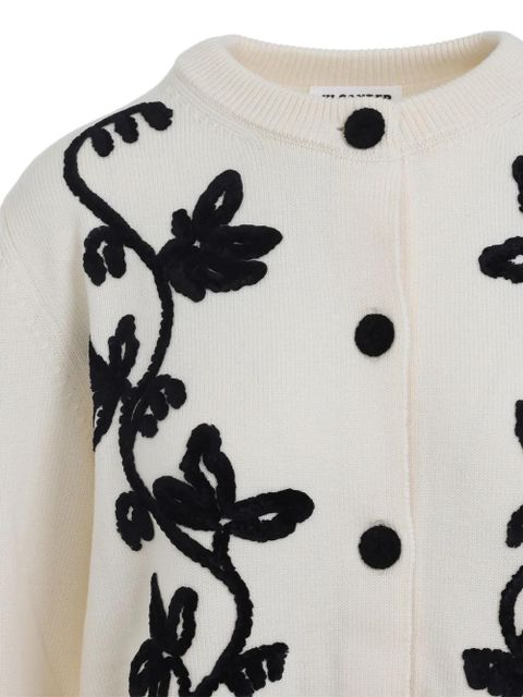 Jil Sander floral-embroidered cardigan - Neutrals