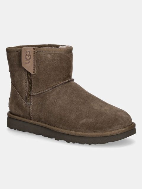 UGG śniegowce zamszowe Classic Mini Bailey Zip kolor brązowy 1151230-HCK