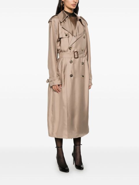 Saint Laurent silk trench coat - Neutrals