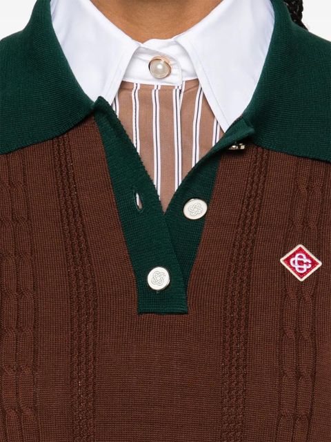 Casablanca cable-knit polo top - Brown