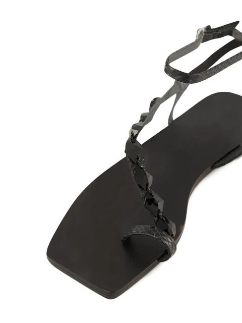 Johanna Ortiz Dazzling Crest crystal-embellished flat sandals - Black