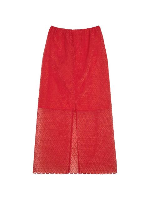 Cecilie Bahnsen Bala floral-lace midi skirt - Red - zdjęcie produktu nr 2