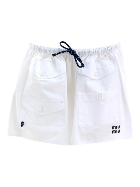 Miu Miu patch-pocket drawstring mini skirt - White - zdjęcie produktu nr 1