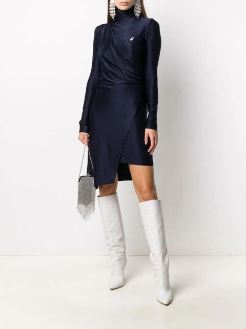 Off-White logo print draped asymmetric dress - Black - zdjęcie produktu nr 2