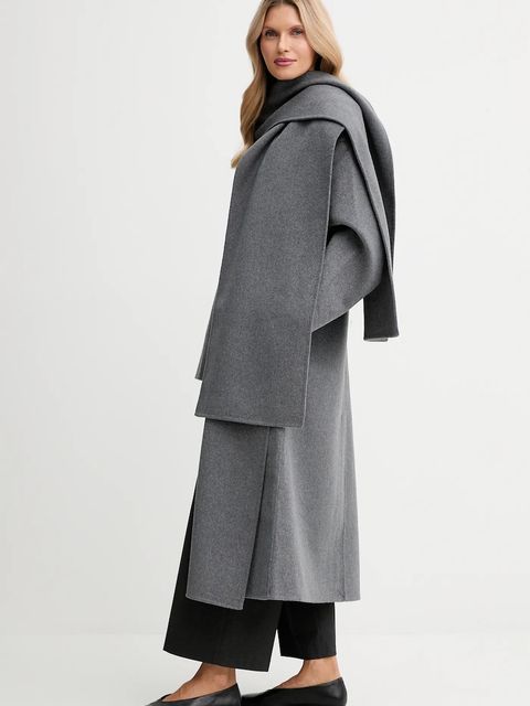 Calvin Klein płaszcz z dodatkiem wełny kolor szary LV044D555G - zdjęcie produktu nr 2