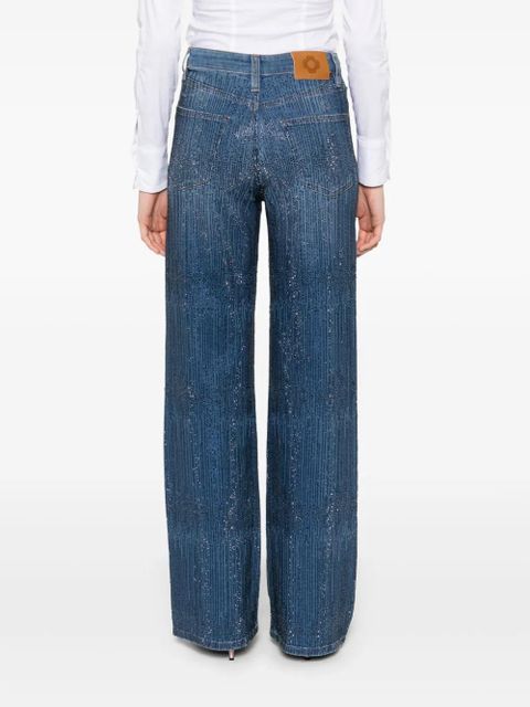 Maje rhinestone-embellished jeans - Blue