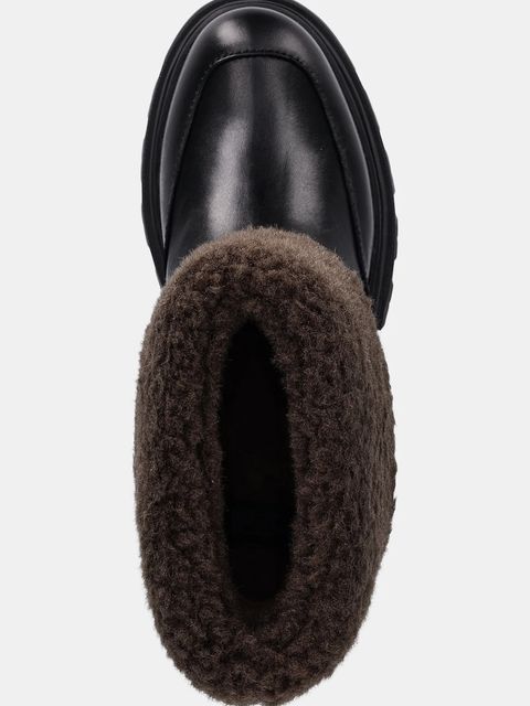 BOSS botki Foster damskie kolor czarny na platformie lekko ocieplone 50552776