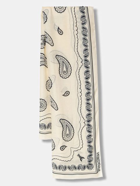 Patrizia Pepe szal z dodatkiem jedwabiu damski kolor beżowy wzorzysty 8F0126 A706 - zdjęcie produktu nr 1