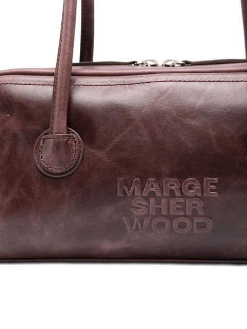 Marge Sherwood embossed-logo leather shoulder bag - Red