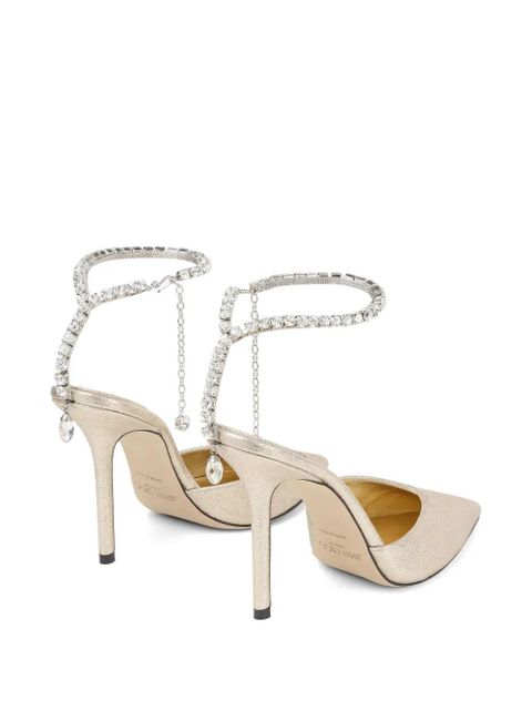 Jimmy Choo Saeda 100 crystal-embellished pumps - Gold
