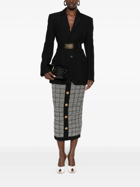 Balmain button check midi skirt - Black - zdjęcie produktu nr 2