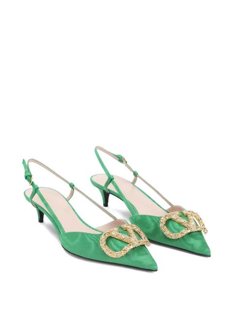 Valentino Garavani 40mm crystal-embellishment slingback pumps - Green - zdjęcie produktu nr 2