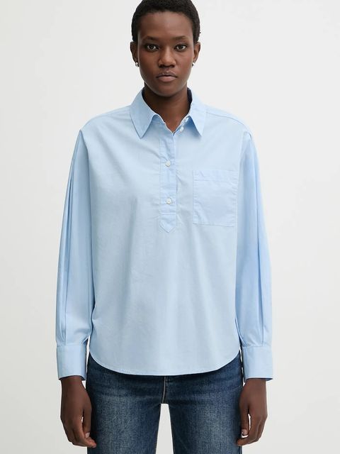 Marc O'Polo bluzka bawełniana damska kolor niebieski gładka 5000007470 - zdjęcie produktu nr 1