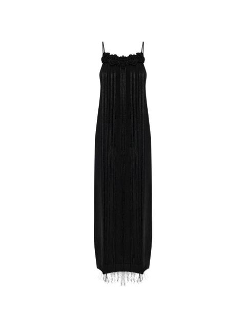 Jil Sander floral-appliqué fringed dress - Black - zdjęcie produktu nr 1