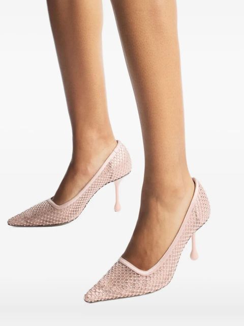 Jimmy Choo 80mm Ixia crystal-embellished mesh pumps - Pink