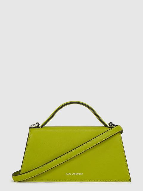 Karl Lagerfeld torebka skórzana K/SIGNATURE kolor zielony A1W30458