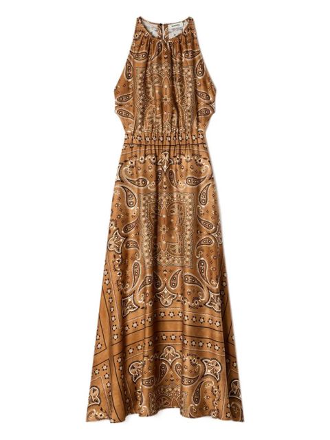 SANDRO paisley-pattern tie-detail midi dress - Brown - zdjęcie produktu nr 1