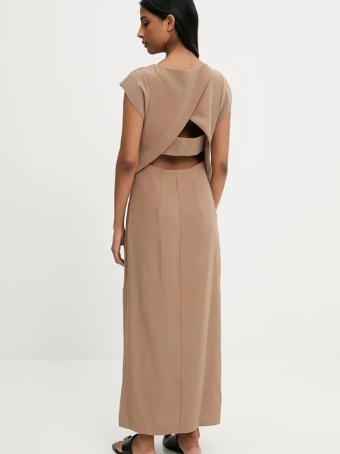 Answear.LAB sukienka kolor brązowy maxi dopasowana - zdjęcie produktu nr 2