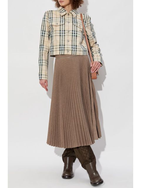 Burberry check pattern cropped jacket - Neutrals - zdjęcie produktu nr 2