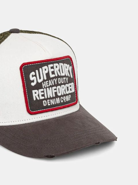 Superdry czapka z daszkiem kolor szary z aplikacją W9010176A-E8Y