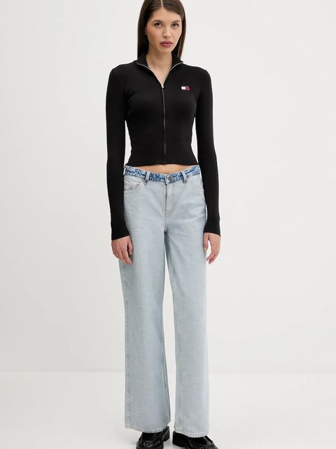 Tommy Jeans kardigan damski kolor czarny lekki DW0DW20967 - zdjęcie produktu nr 2