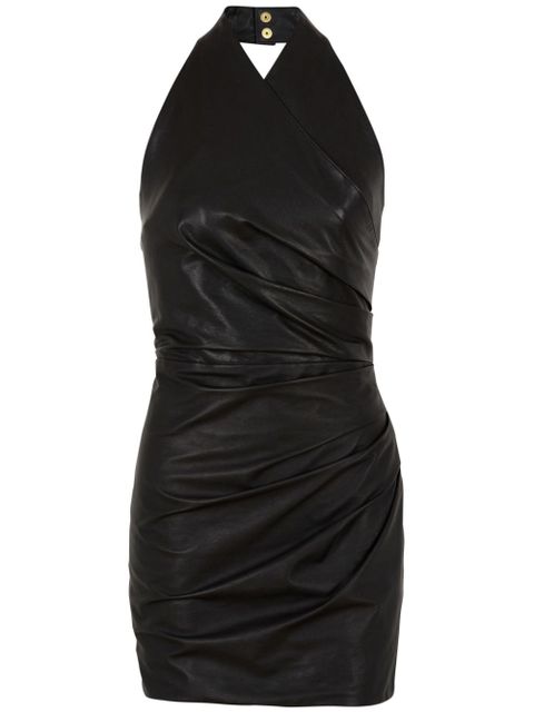 Balmain draped leather mini dress - Black - zdjęcie produktu nr 1