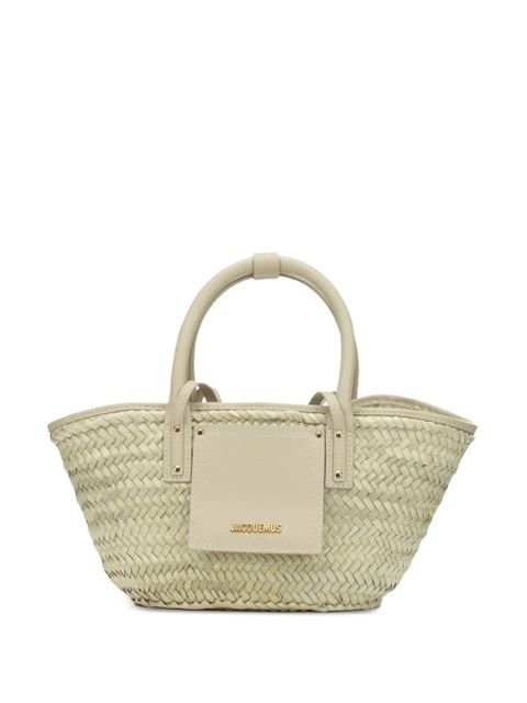 Jacquemus mini Soli woven-straw leather-trim tote bag - Neutrals - zdjęcie produktu nr 1
