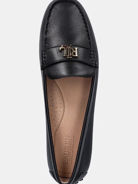 Lauren Ralph Lauren mokasyny skórzane Barnsbury damskie kolor czarny na płaskim obcasie 802P09040001
