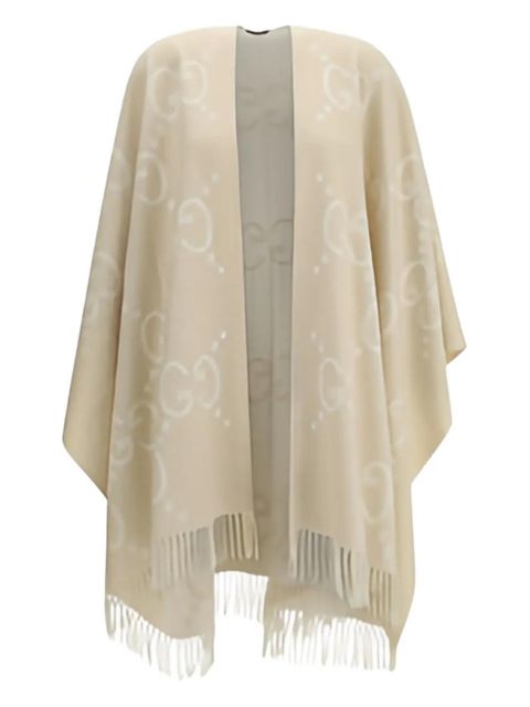Gucci GG-pattern fringe cape - Neutrals - zdjęcie produktu nr 1
